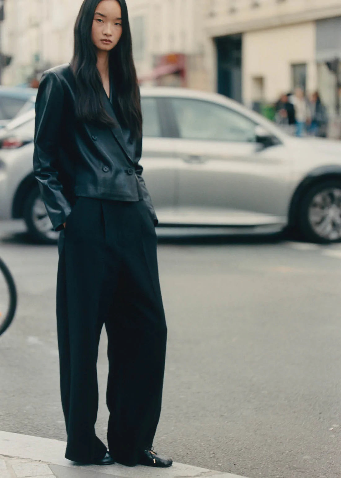 baleríny rosalind black leather ballet flats