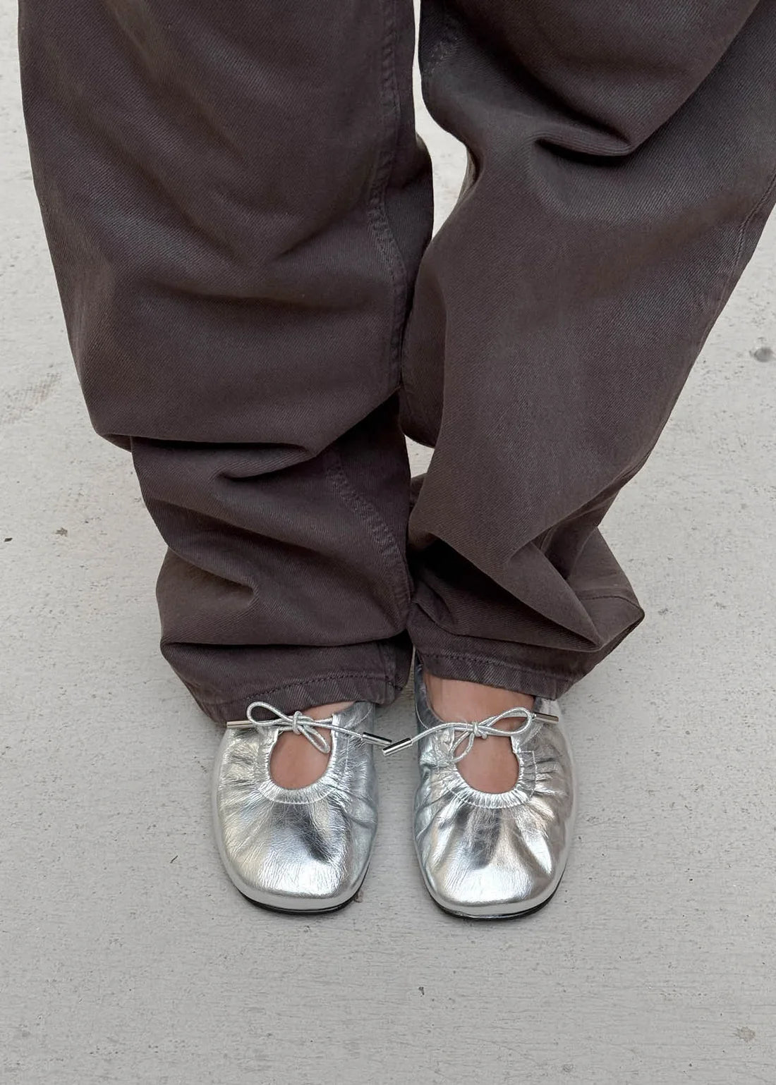 baleríny rosalind shimmer silver leather