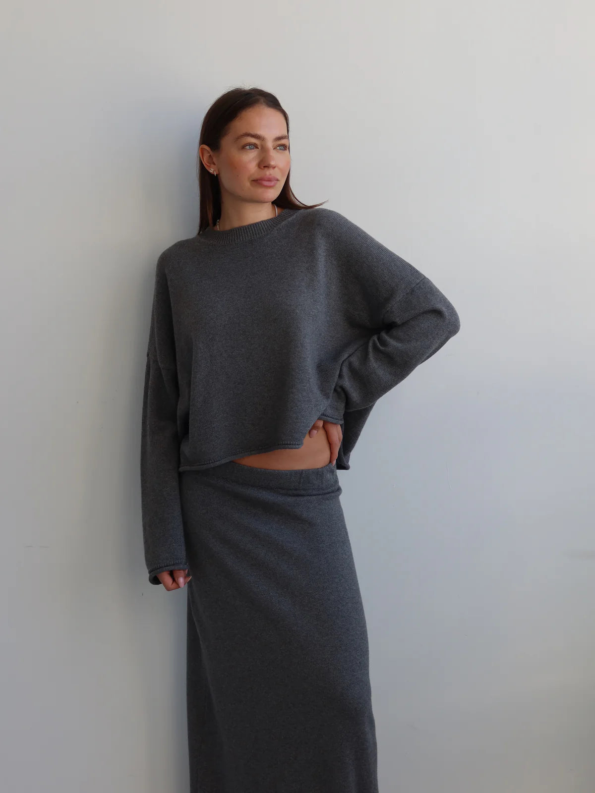 svetr amelie crewneck grey melange