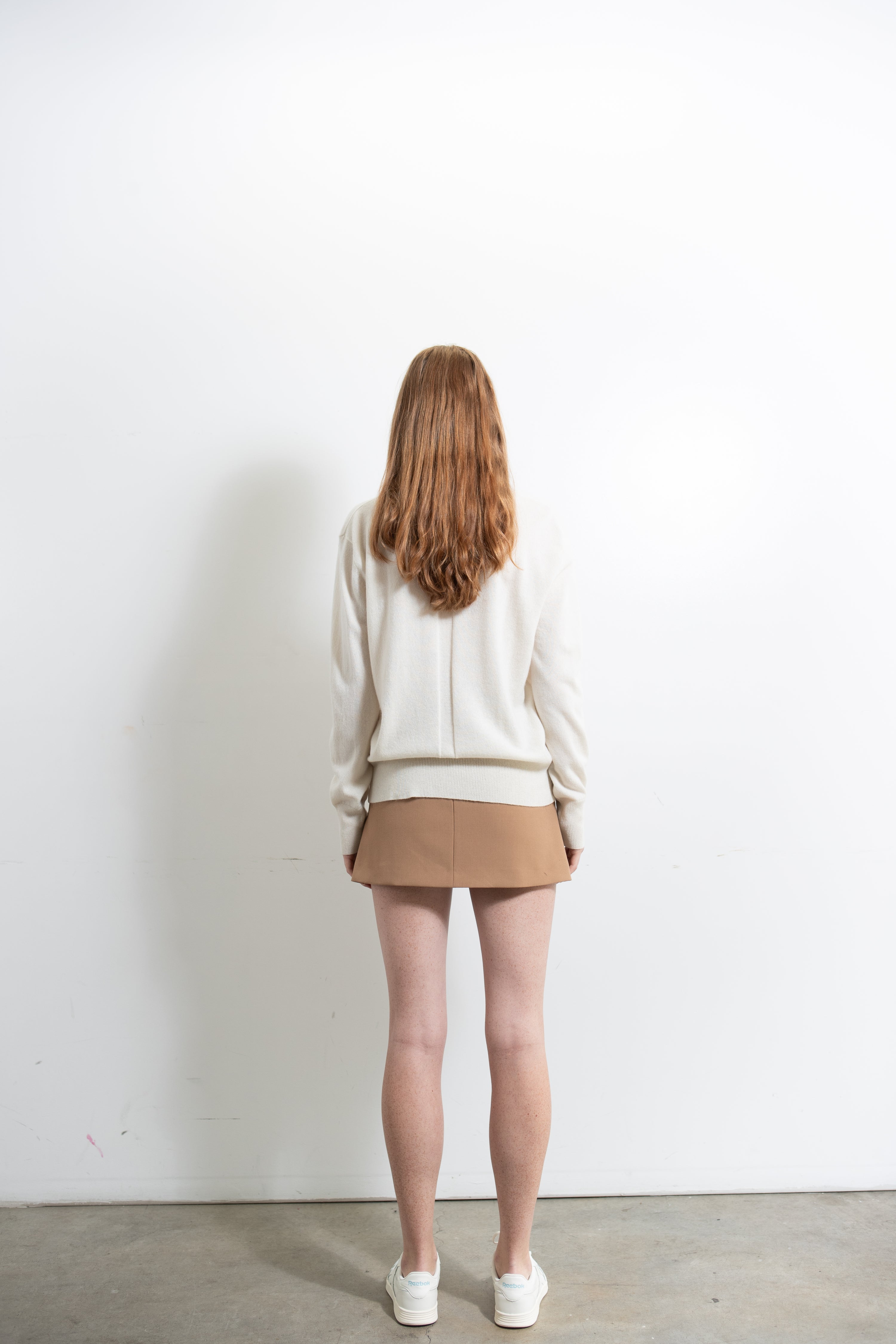svetr z kašmíru oversized V-neck Ivory