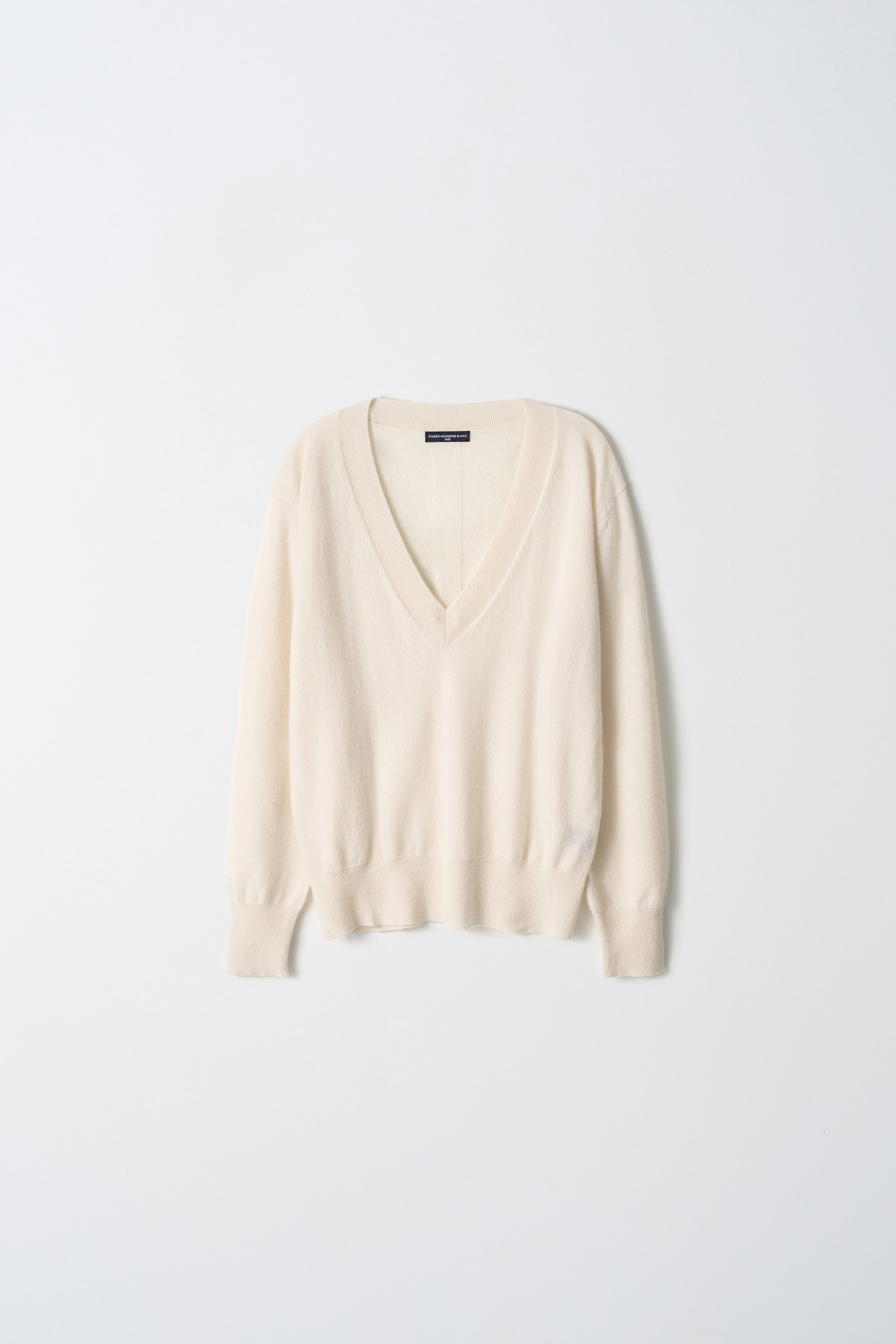 svetr z kašmíru oversized V-neck Ivory