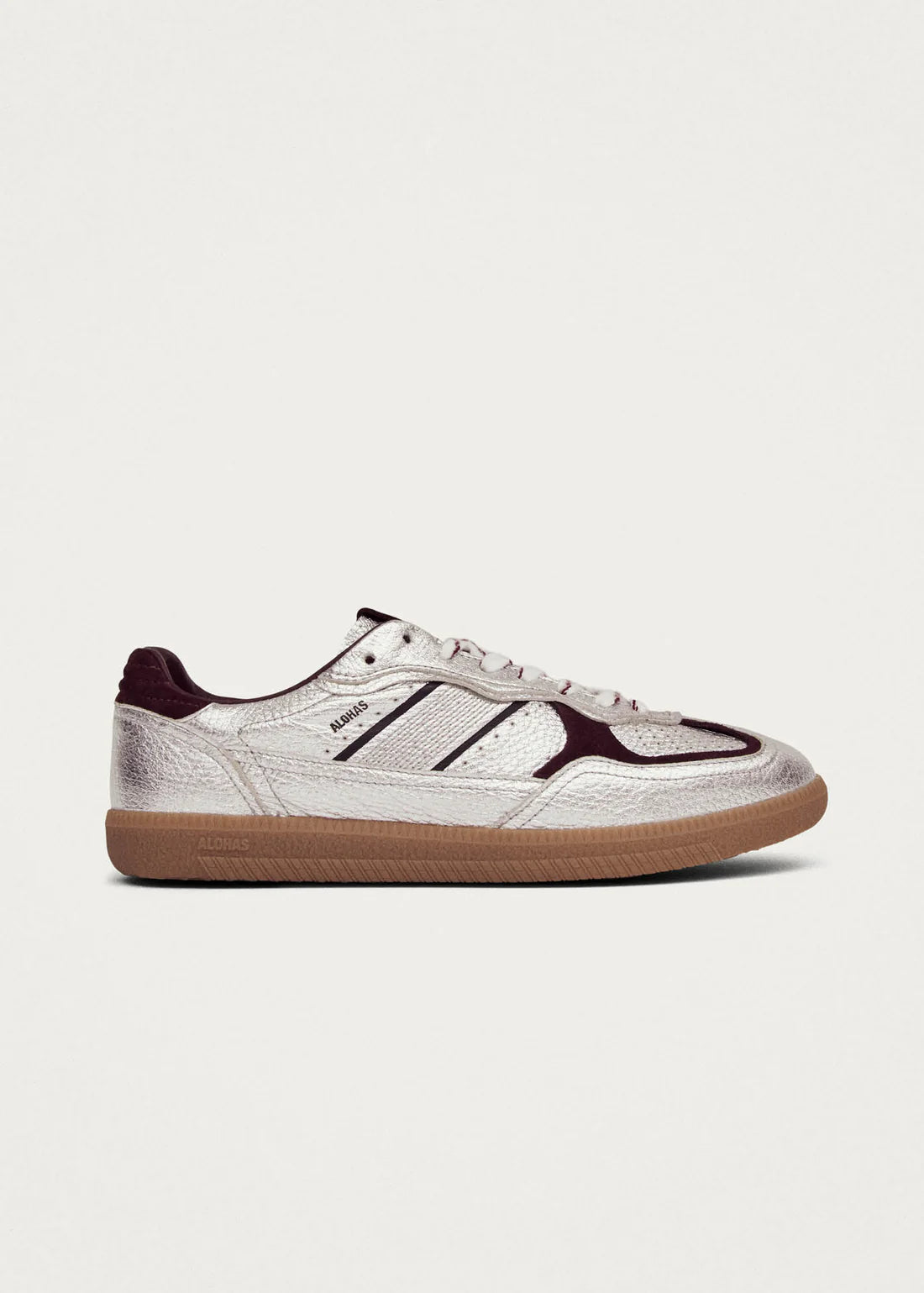 sneakers TB. 490 grain shimmer silver & burgundy