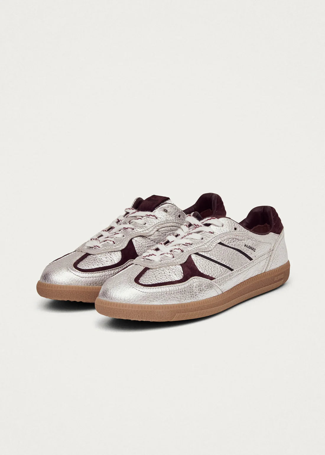sneakers TB. 490 grain shimmer silver & burgundy