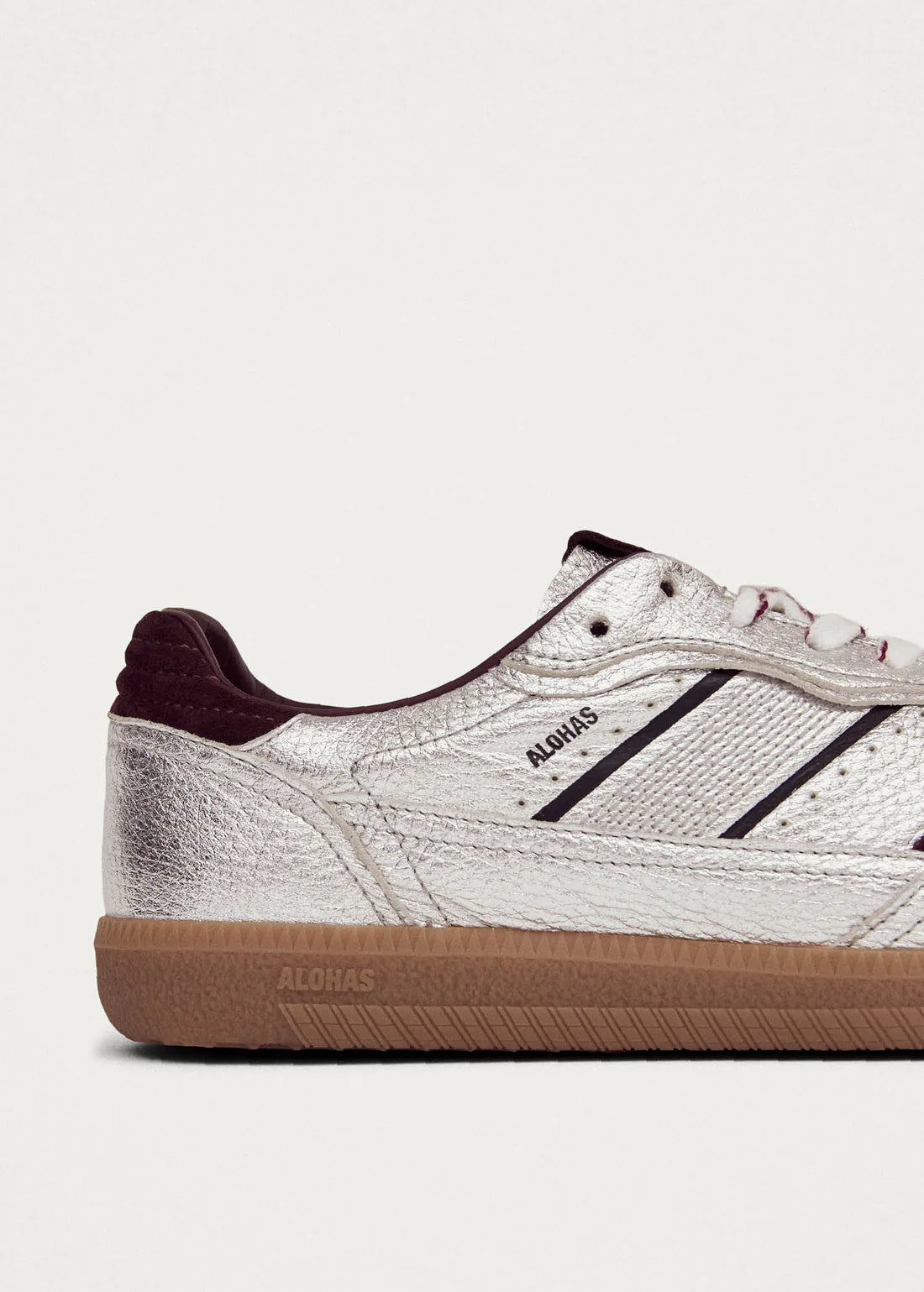 sneakers TB. 490 grain shimmer silver & burgundy