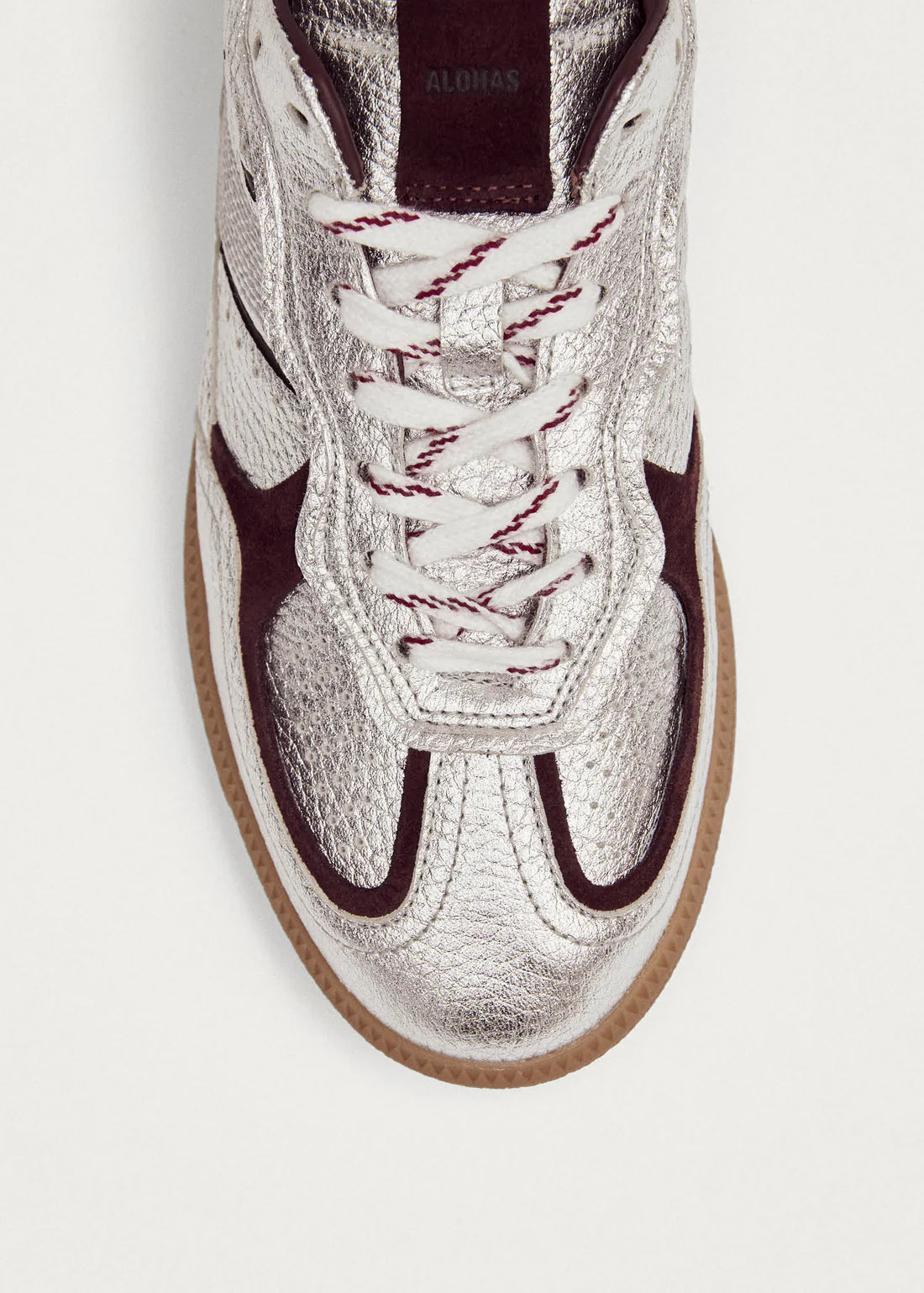 sneakers TB. 490 grain shimmer silver & burgundy