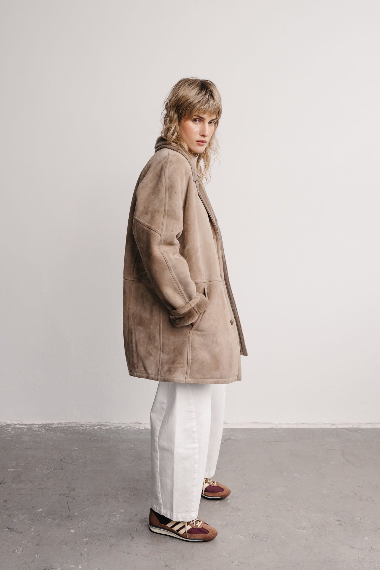 vintage kožený kabát taupe no. 14