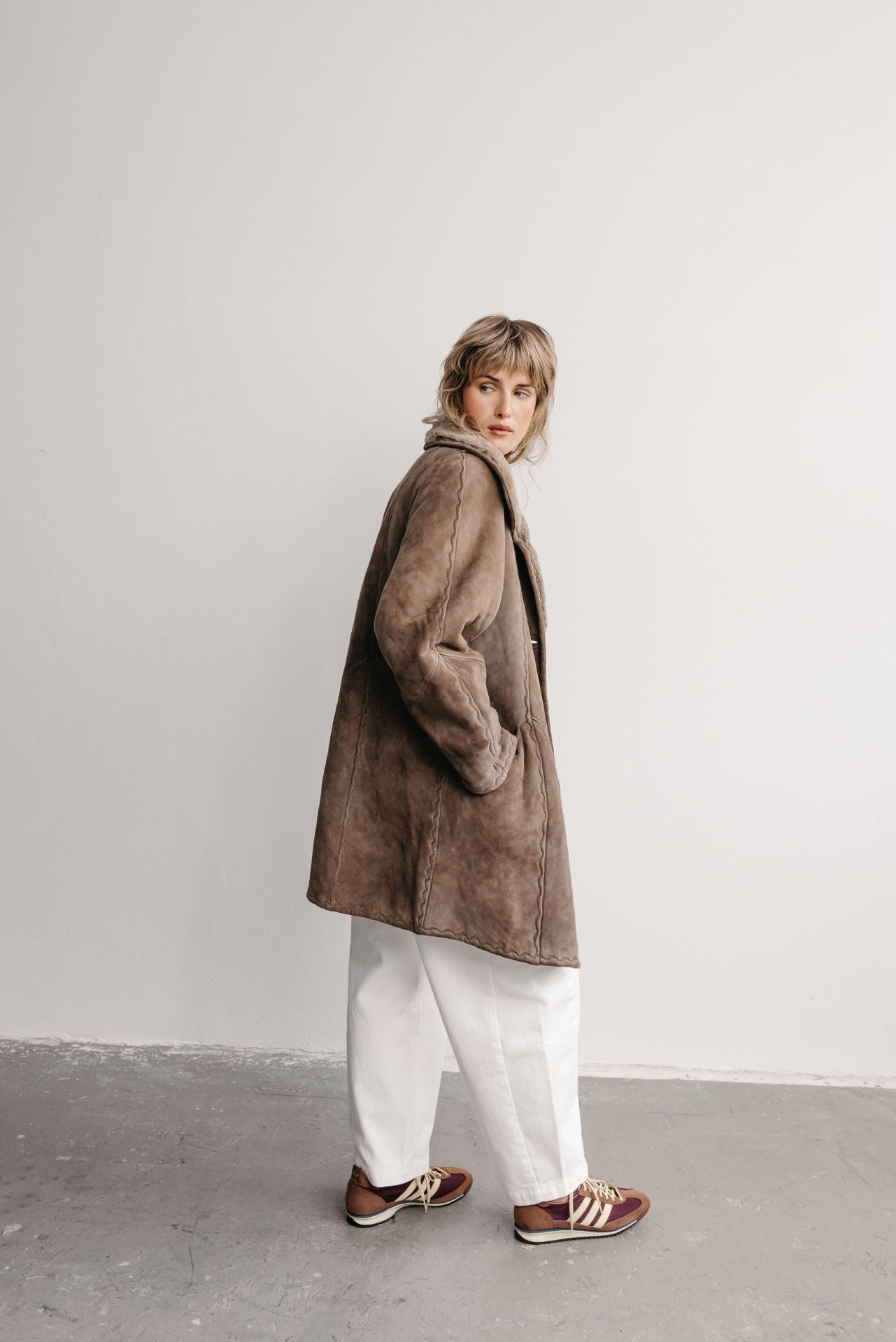 vintage kožený kabát taupe no. 16