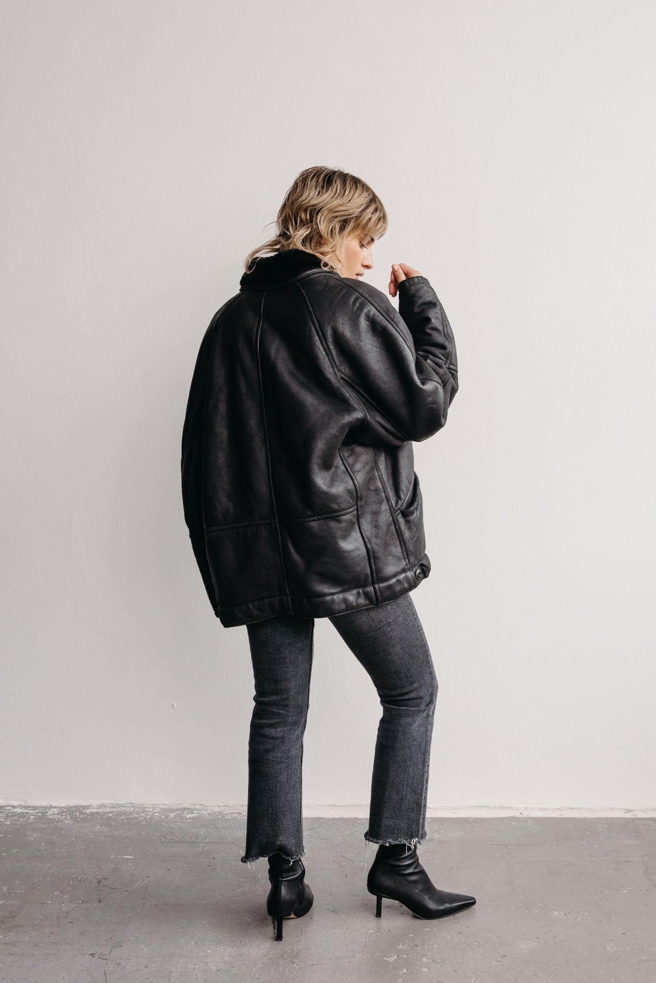 vintage kožený kabát black no. 17